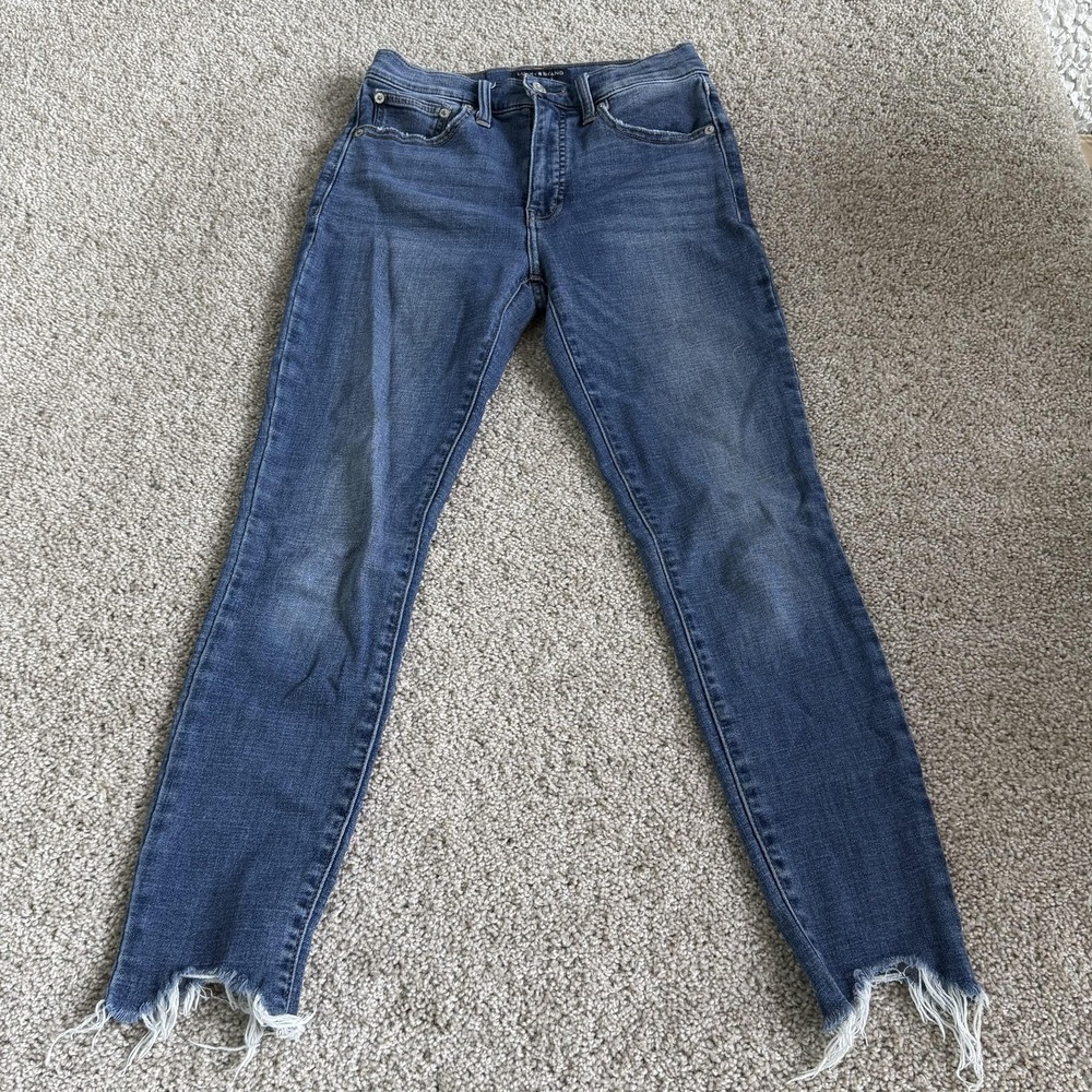 Lucky Brand Bridgette High Rise Skinny Jeans Womens 2/26 Ankle Frayed Blue Denim